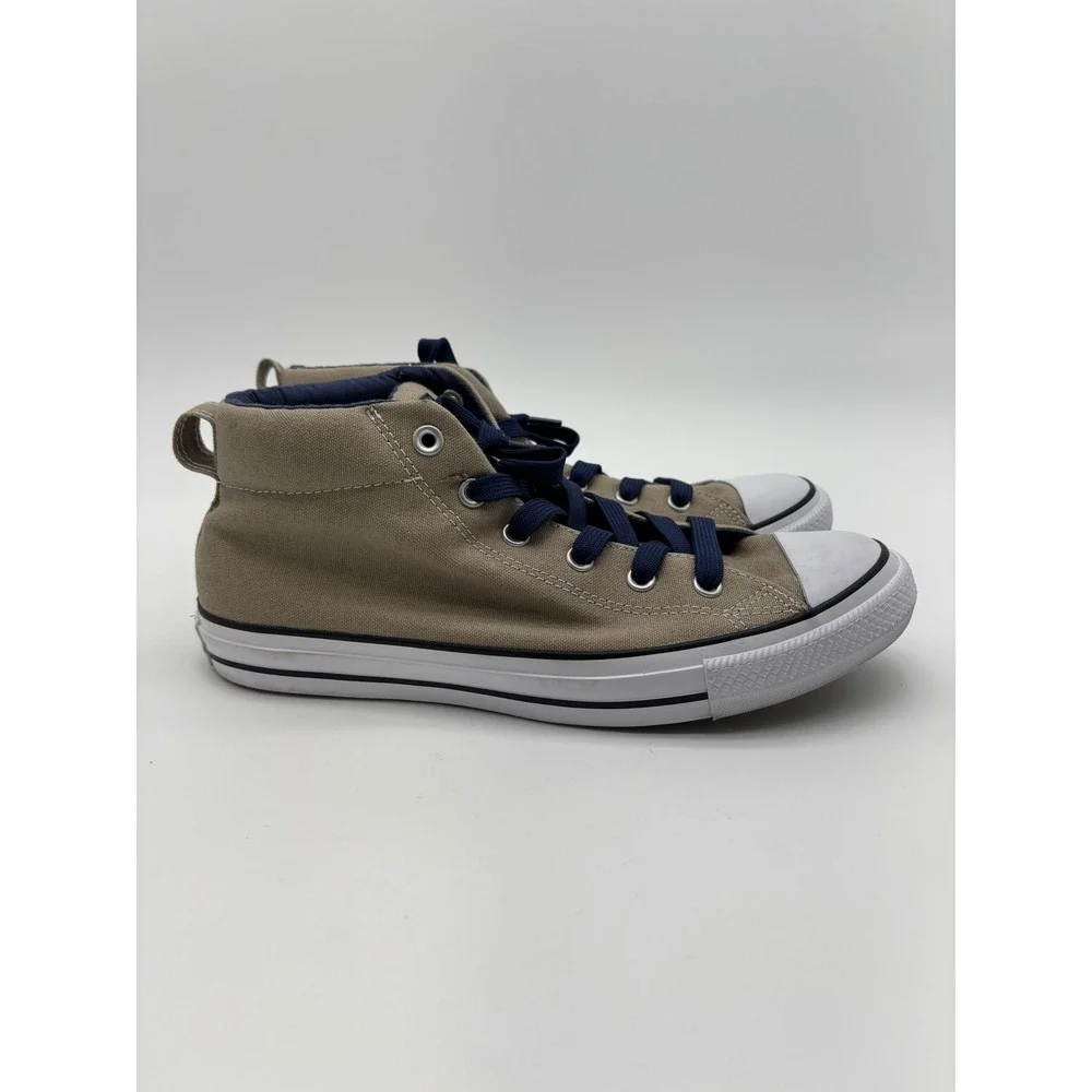 Converse High-Top Sneakers in Tan with Navy Accents